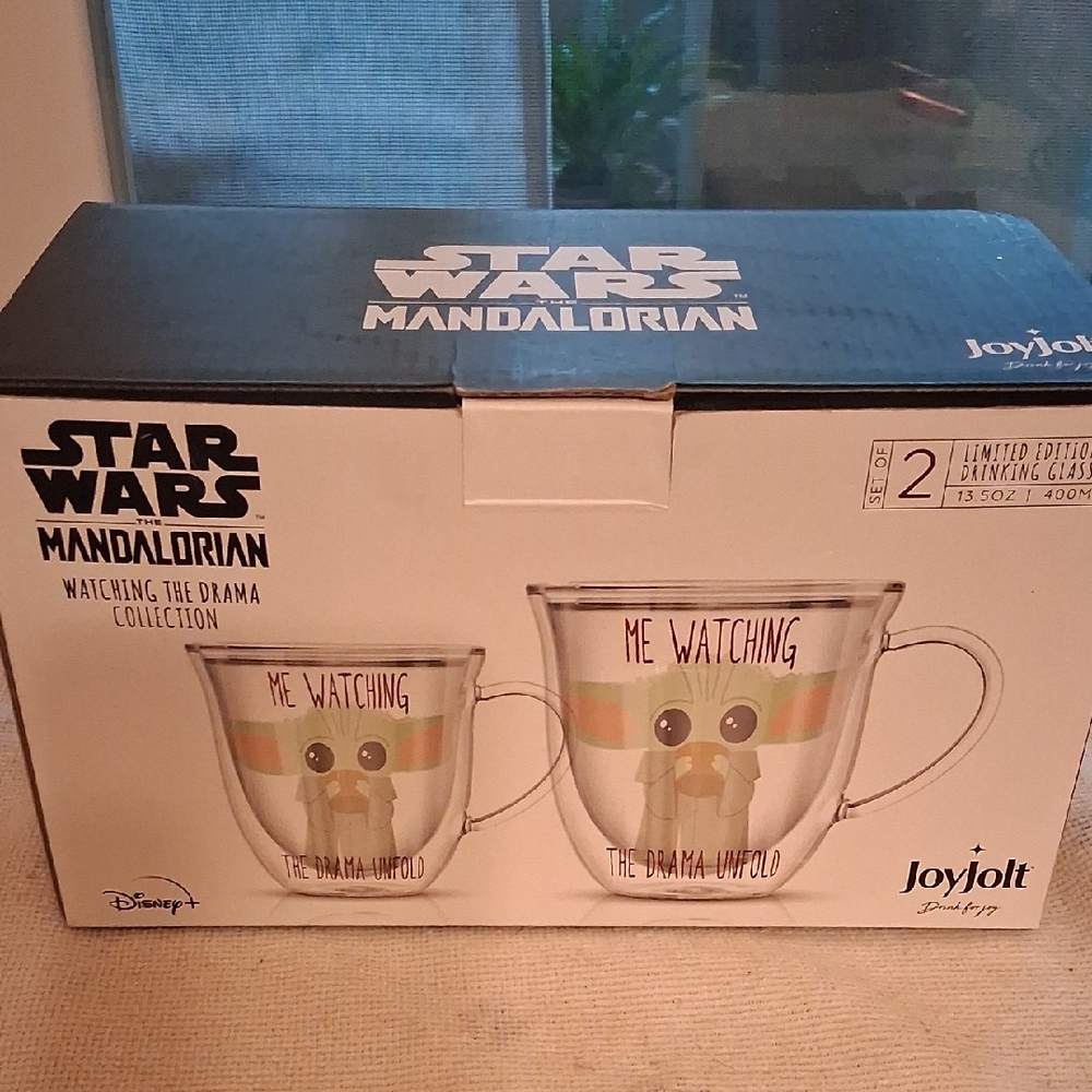 Jolt Star Wars Mandalorian Glass Mug Set - Clear